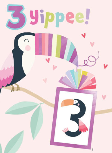 Picture of YIPPEE 3RD BIRTHDAY CARD PINK